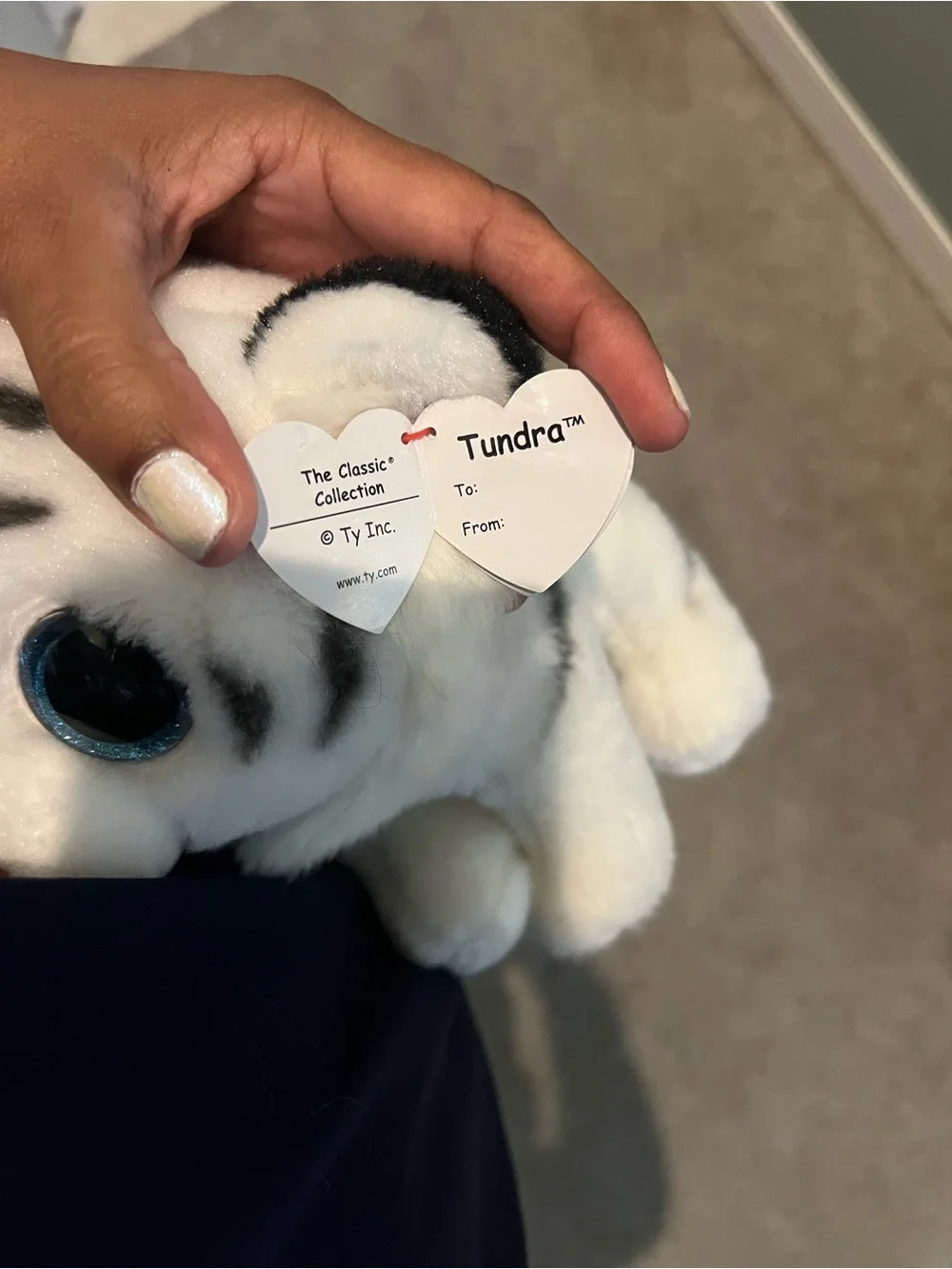 Ty Tundra Tiger Plush Cat Toy with Blue Eyes 12”